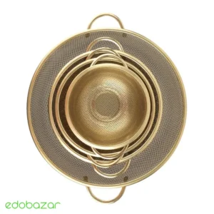 آبکش گرد استیل دسته دار طلایی