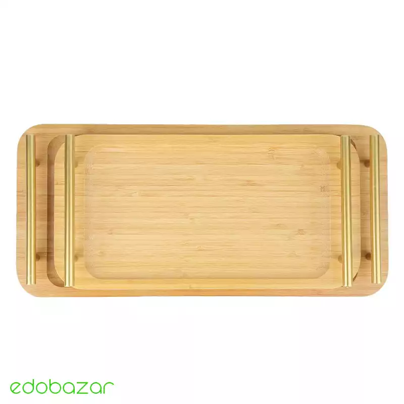 سینی دسته طلایی بامبو سایز کوچک