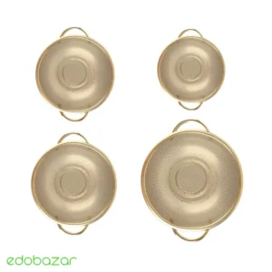 آبکش گرد استیل دسته دار طلایی