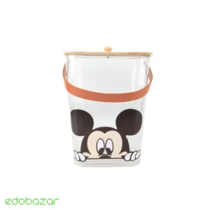 قیمت خرید سطل درب بامبو طرح میکی مربع